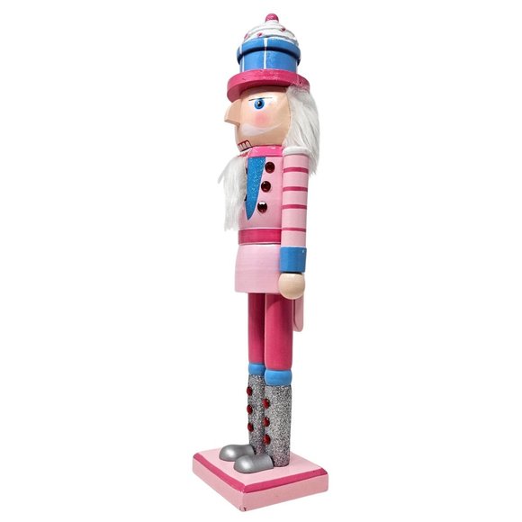Pink Cupcake Pastel Soldier Nutcracker 14.5", Candy Themed Decor - Picture 3 of 5